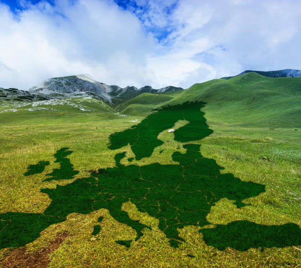 Illustration d'une ombre de l'Europe sur un champ
